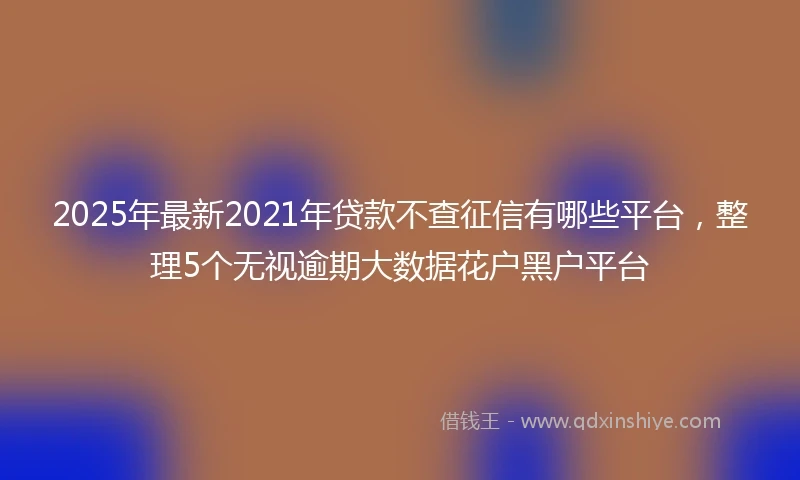 2025年最新2021年贷款不查征信有哪些平台，整理5个无视逾期大数据花户黑户平台