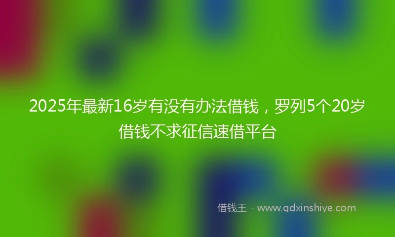 2025年最新16岁有没有办法借钱，罗列5个20岁借钱不求征信速借平台
