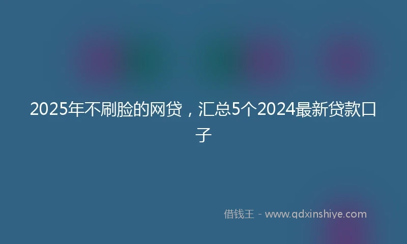 2025年不刷脸的网贷，汇总5个2024最新贷款口子