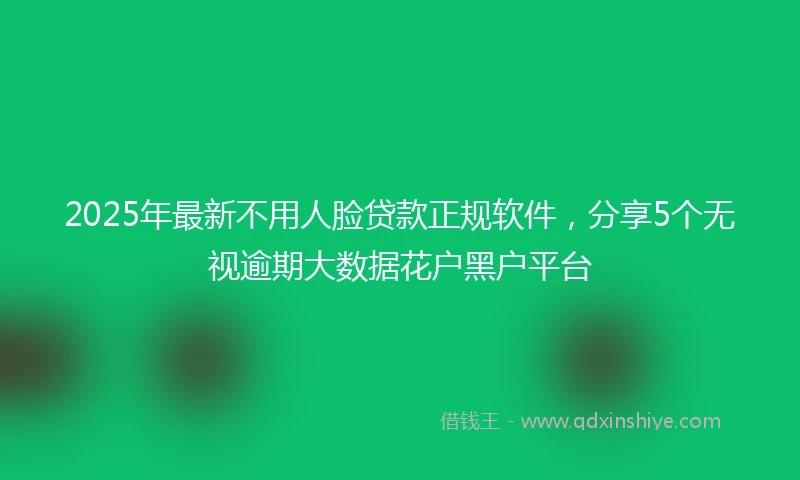 2025年最新不用人脸贷款正规软件，分享5个无视逾期大数据花户黑户平台