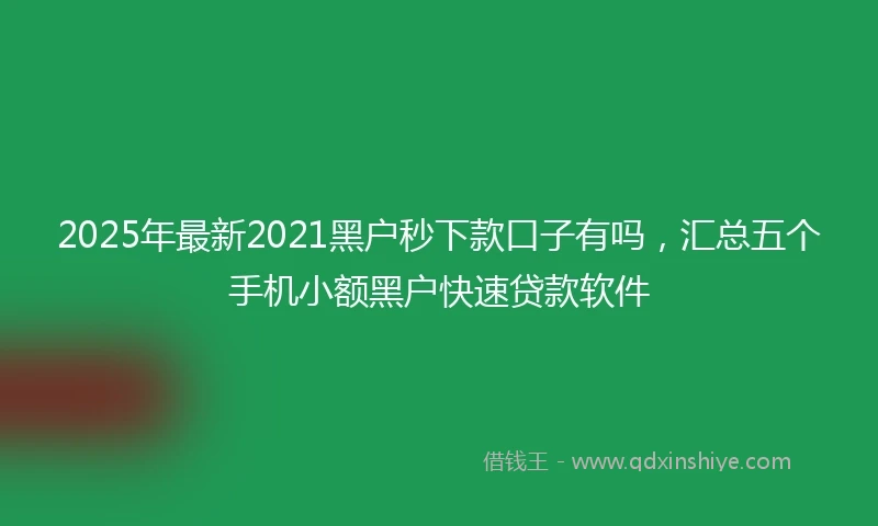2025年最新2021黑户秒下款口子有吗，汇总五个手机小额黑户快速贷款软件