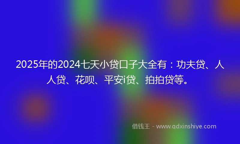 2025年的2024七天小贷口子大全有：功夫贷、人人贷、花呗、平安i贷、拍拍贷等。