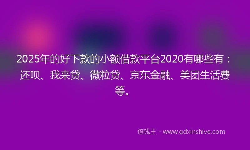 2025年的好下款的小额借款平台2020有哪些有：还呗、我来贷、微粒贷、京东金融、美团生活费等。