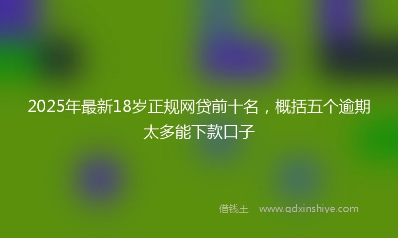 2025年最新18岁正规网贷前十名，概括五个逾期太多能下款口子