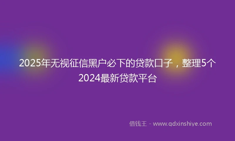 2025年无视征信黑户必下的贷款口子，整理5个2024最新贷款平台
