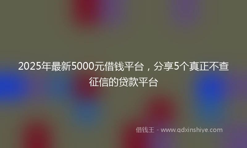 2025年最新5000元借钱平台，分享5个真正不查征信的贷款平台