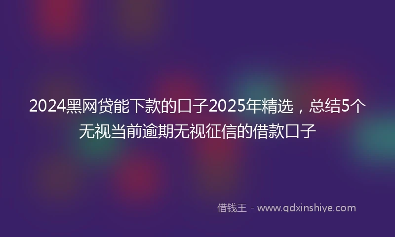 2024黑网贷能下款的口子2025年精选，总结5个无视当前逾期无视征信的借款口子