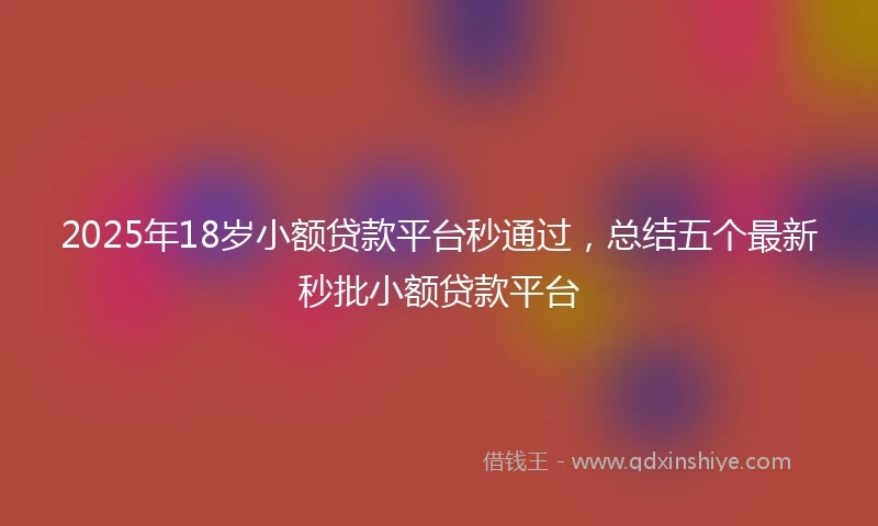 2025年18岁小额贷款平台秒通过，总结五个最新秒批小额贷款平台
