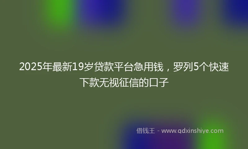 2025年最新19岁贷款平台急用钱，罗列5个快速下款无视征信的口子