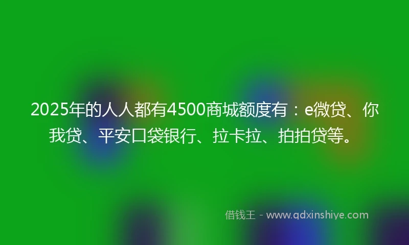2025年的人人都有4500商城额度有：e微贷、你我贷、平安口袋银行、拉卡拉、拍拍贷等。