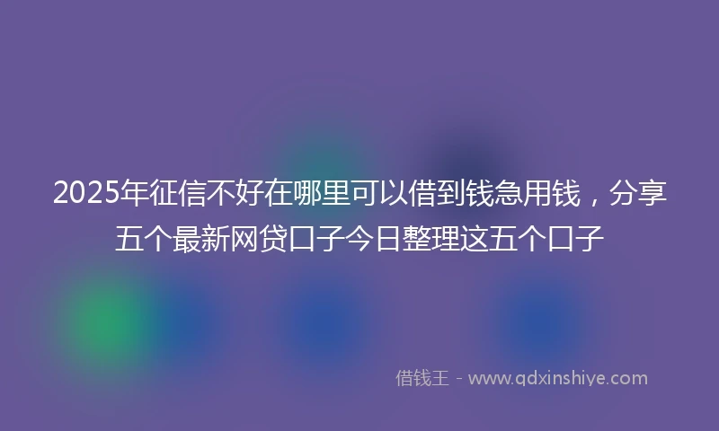 2025年征信不好在哪里可以借到钱急用钱，分享五个最新网贷口子今日整理这五个口子
