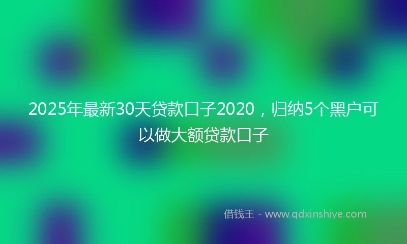 2025年最新30天贷款口子2020，归纳5个黑户可以做大额贷款口子