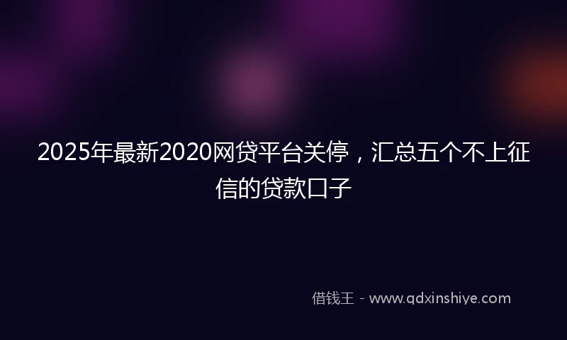 2025年最新2020网贷平台关停，汇总五个不上征信的贷款口子