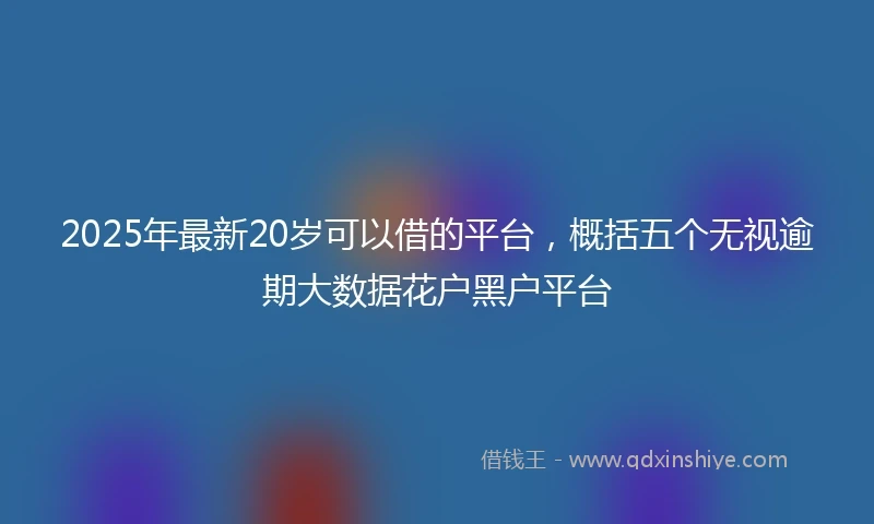 2025年最新20岁可以借的平台，概括五个无视逾期大数据花户黑户平台