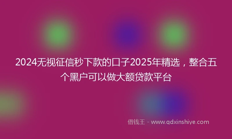 2024无视征信秒下款的口子2025年精选，整合五个黑户可以做大额贷款平台
