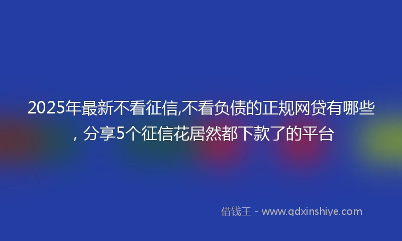 2025年最新不看征信,不看负债的正规网贷有哪些，分享5个征信花居然都下款了的平台
