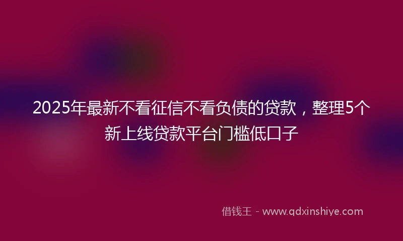 2025年最新不看征信不看负债的贷款，整理5个新上线贷款平台门槛低口子