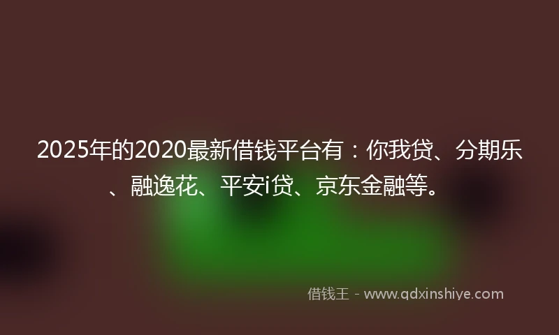 2025年的2020最新借钱平台有：你我贷、分期乐、融逸花、平安i贷、京东金融等。