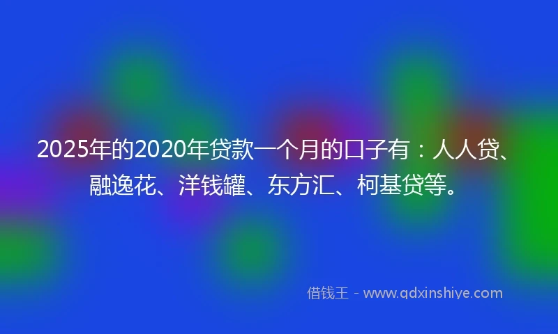 2025年的2020年贷款一个月的口子有：人人贷、融逸花、洋钱罐、东方汇、柯基贷等。