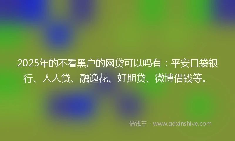 2025年的不看黑户的网贷可以吗有：平安口袋银行、人人贷、融逸花、好期贷、微博借钱等。