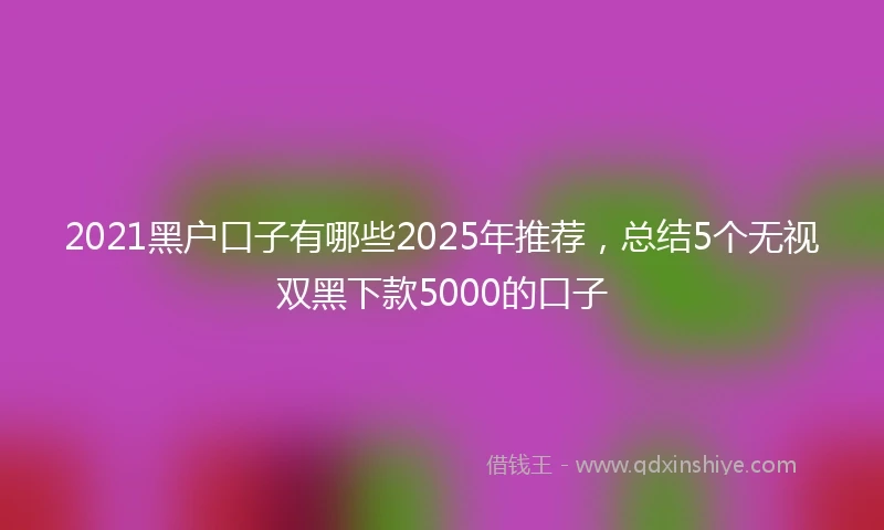 2021黑户口子有哪些2025年推荐，总结5个无视双黑下款5000的口子
