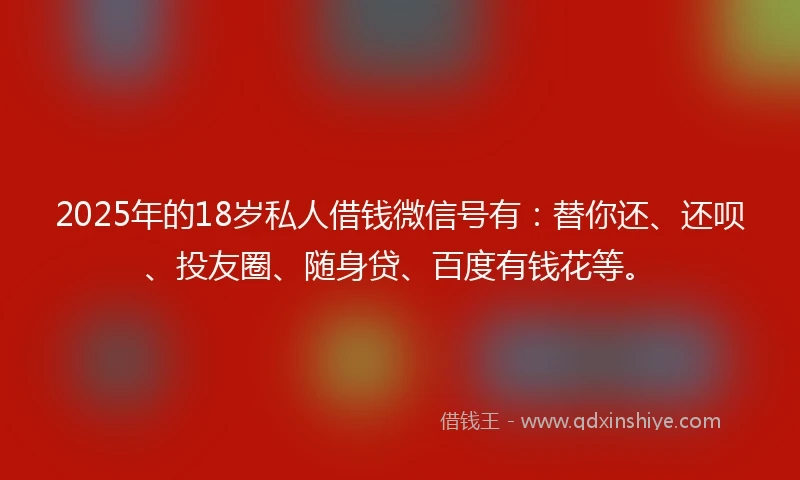 2025年的18岁私人借钱微信号有：替你还、还呗、投友圈、随身贷、百度有钱花等。