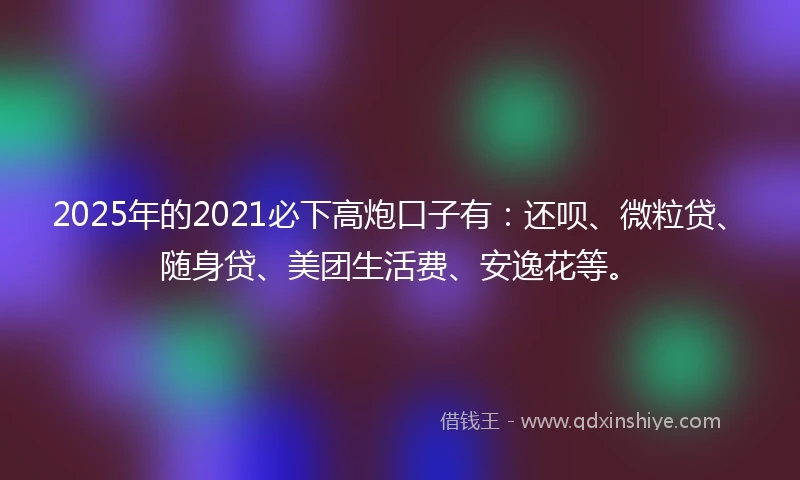2025年的2021必下高炮口子有：还呗、微粒贷、随身贷、美团生活费、安逸花等。