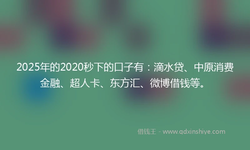 2025年的2020秒下的口子有：滴水贷、中原消费金融、超人卡、东方汇、微博借钱等。