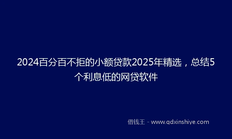 2024百分百不拒的小额贷款2025年精选，总结5个利息低的网贷软件