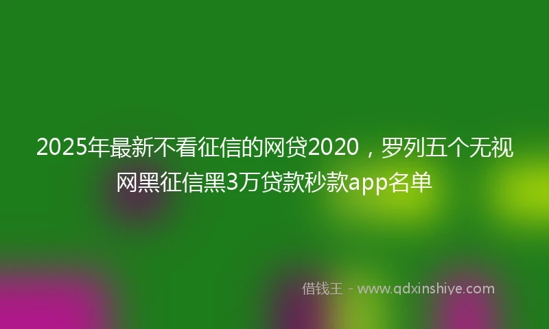 2025年最新不看征信的网贷2020，罗列五个无视网黑征信黑3万贷款秒款app名单