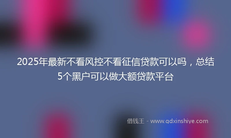 2025年最新不看风控不看征信贷款可以吗，总结5个黑户可以做大额贷款平台
