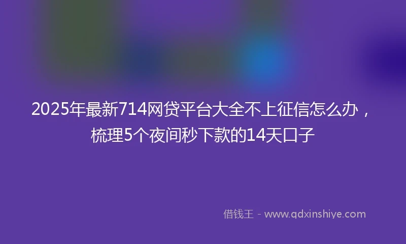 2025年最新714网贷平台大全不上征信怎么办，梳理5个夜间秒下款的14天口子
