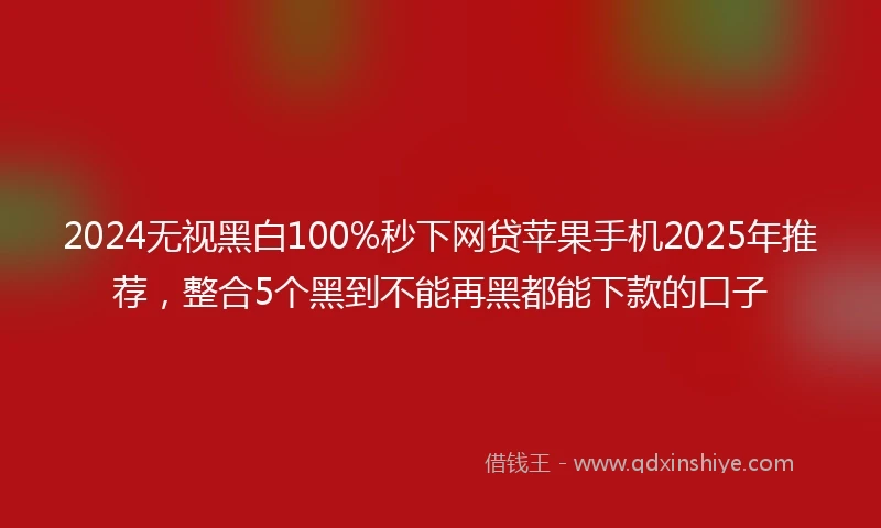 2024无视黑白100%秒下网贷苹果手机2025年推荐，整合5个黑到不能再黑都能下款的口子