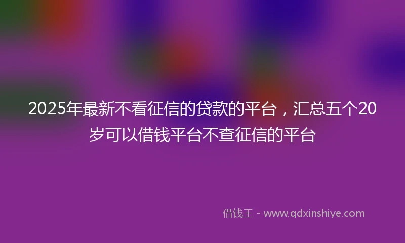 2025年最新不看征信的贷款的平台，汇总五个20岁可以借钱平台不查征信的平台