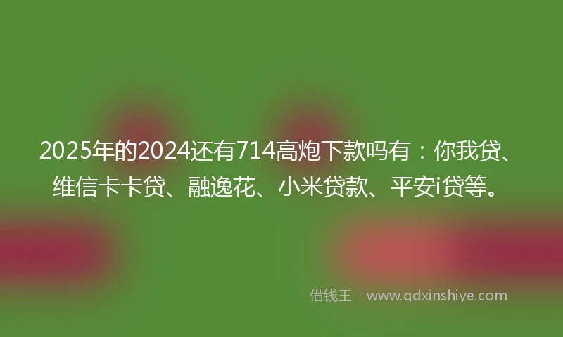 2025年的2024还有714高炮下款吗有：你我贷、维信卡卡贷、融逸花、小米贷款、平安i贷等。
