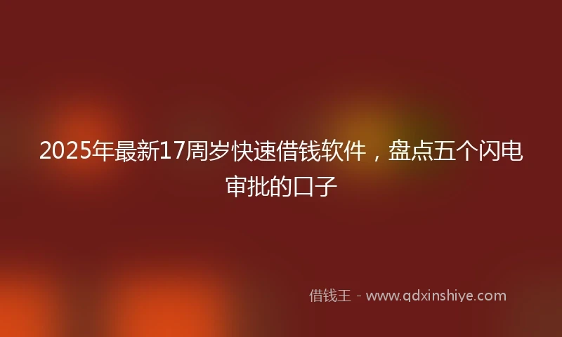 2025年最新17周岁快速借钱软件，盘点五个闪电审批的口子