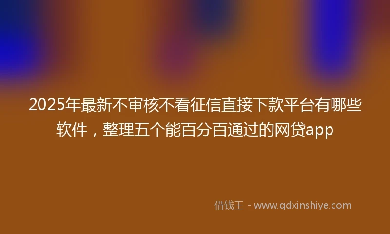 2025年最新不审核不看征信直接下款平台有哪些软件，整理五个能百分百通过的网贷app
