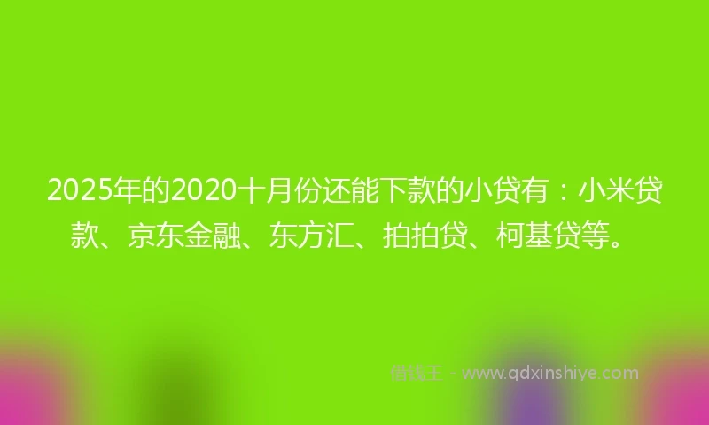 2025年的2020十月份还能下款的小贷有：小米贷款、京东金融、东方汇、拍拍贷、柯基贷等。