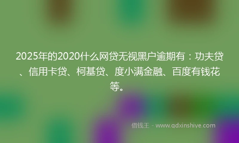 2025年的2020什么网贷无视黑户逾期有：功夫贷、信用卡贷、柯基贷、度小满金融、百度有钱花等。