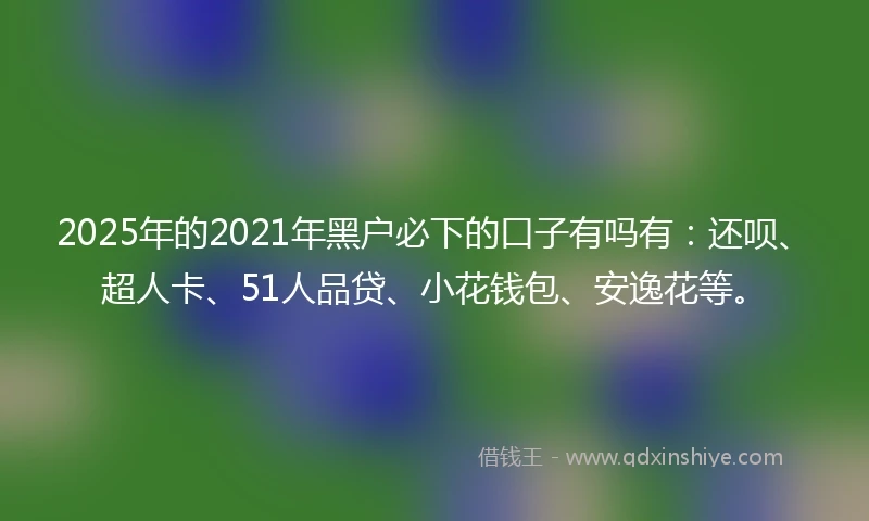 2025年的2021年黑户必下的口子有吗有：还呗、超人卡、51人品贷、小花钱包、安逸花等。