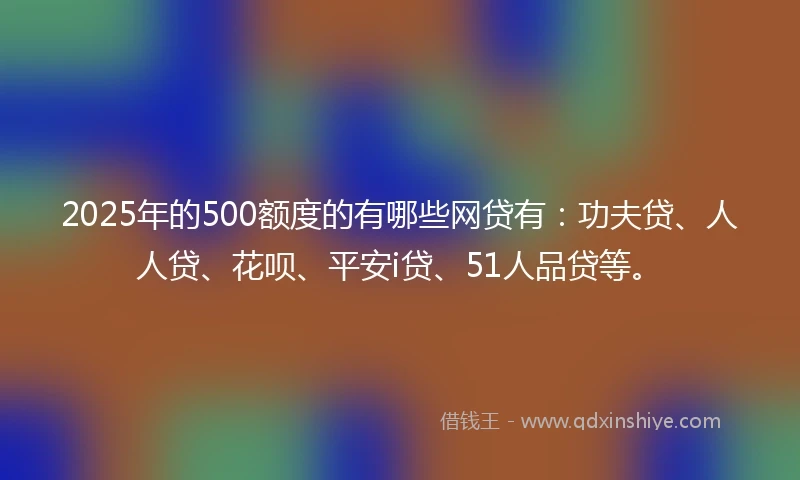 2025年的500额度的有哪些网贷有：功夫贷、人人贷、花呗、平安i贷、51人品贷等。