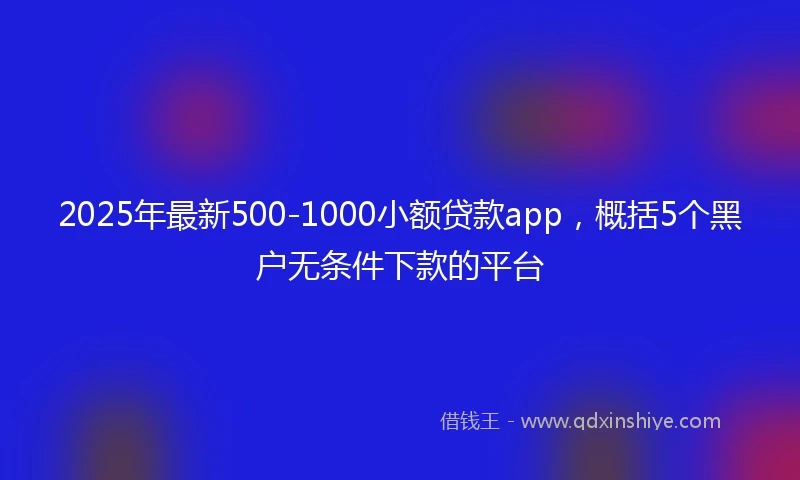 2025年最新500-1000小额贷款app，概括5个黑户无条件下款的平台