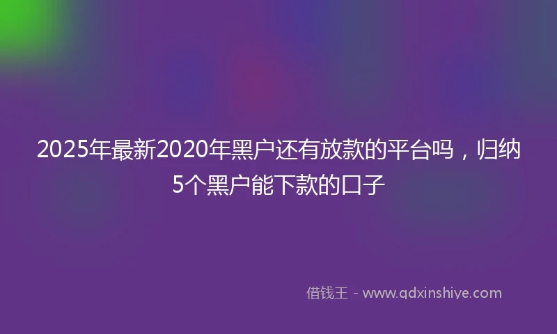 2025年最新2020年黑户还有放款的平台吗，归纳5个黑户能下款的口子