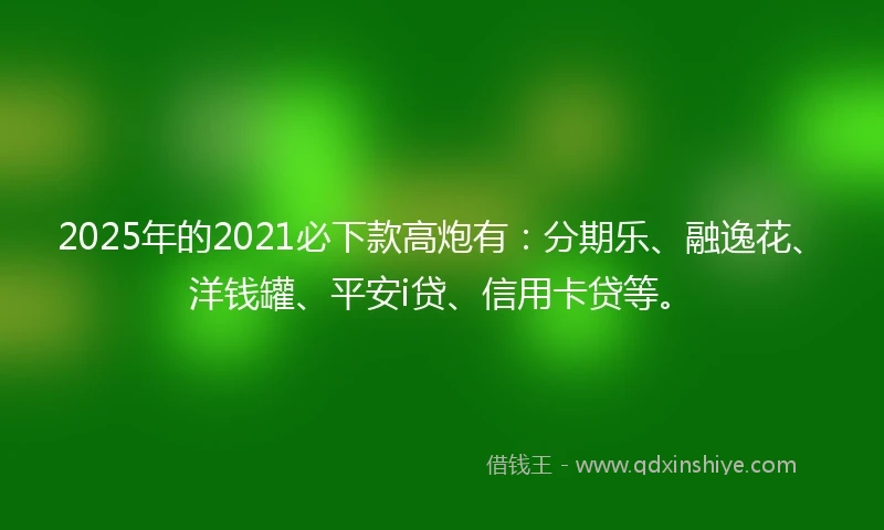 2025年的2021必下款高炮有：分期乐、融逸花、洋钱罐、平安i贷、信用卡贷等。