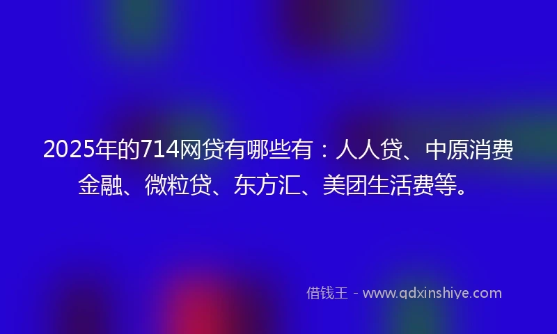 2025年的714网贷有哪些有：人人贷、中原消费金融、微粒贷、东方汇、美团生活费等。