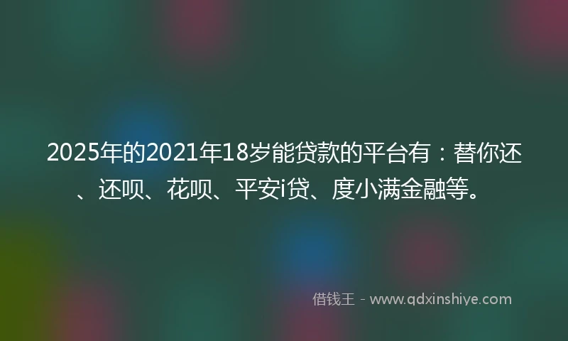 2025年的2021年18岁能贷款的平台有：替你还、还呗、花呗、平安i贷、度小满金融等。