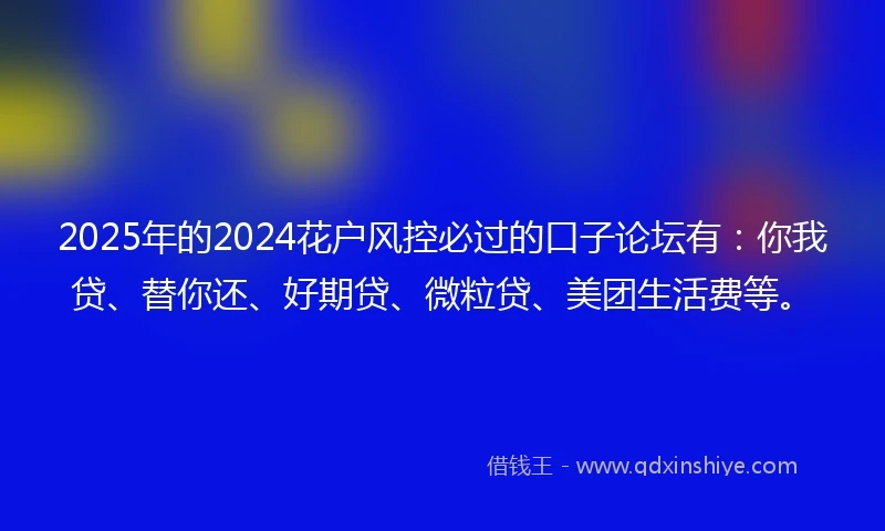 2025年的2024花户风控必过的口子论坛有：你我贷、替你还、好期贷、微粒贷、美团生活费等。