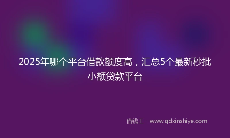 2025年哪个平台借款额度高，汇总5个最新秒批小额贷款平台