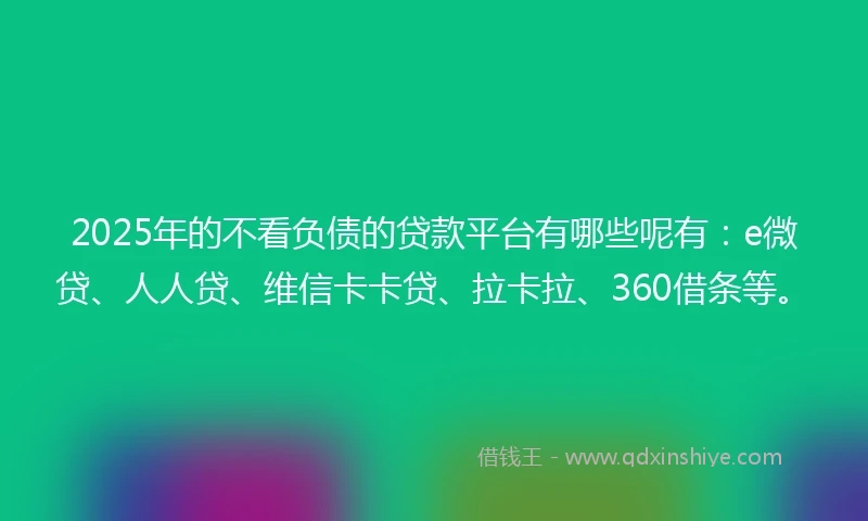 2025年的不看负债的贷款平台有哪些呢有：e微贷、人人贷、维信卡卡贷、拉卡拉、360借条等。