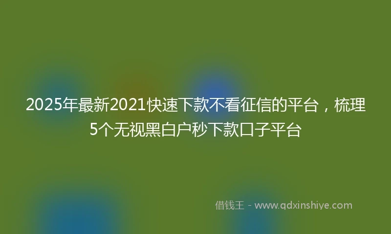 2025年最新2021快速下款不看征信的平台，梳理5个无视黑白户秒下款口子平台